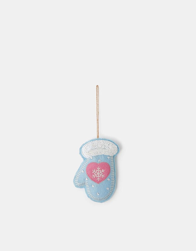 Embroidered Mitten Felt Christmas Tree Decoration, , large