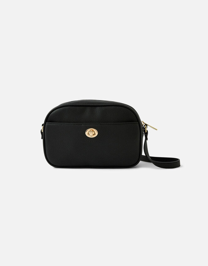 Twist Lock Cross-Body Bag, Black (BLACK), large