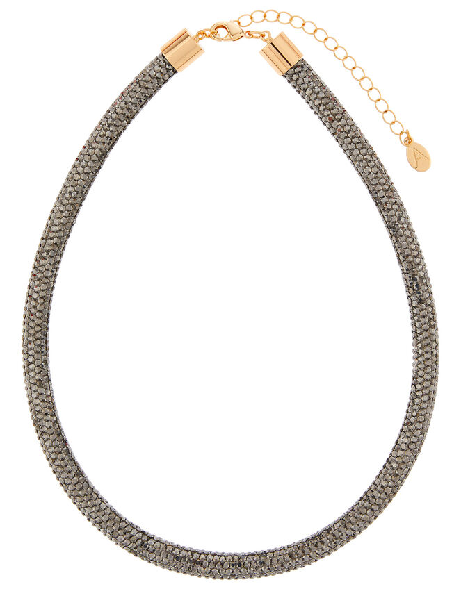 Rhinestone Tube Necklace, , large