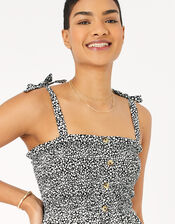 Dot Print Bandeau Dress in Organic Cotton, Black (BLACK/WHITE), large