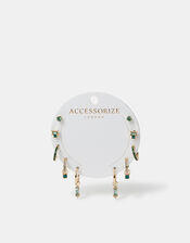 5-Pack Gemstone Stud and Hoop Earrings Gold, , large