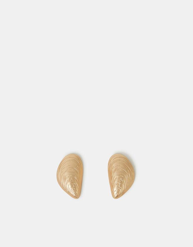 Brushed Seashell Stud Earrings, , large