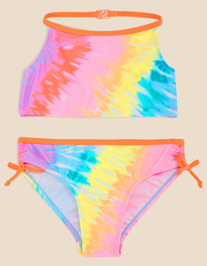 Girls Tie Dye Bikini Set with Recycled Polyester, Multi (BRIGHTS-MULTI), large