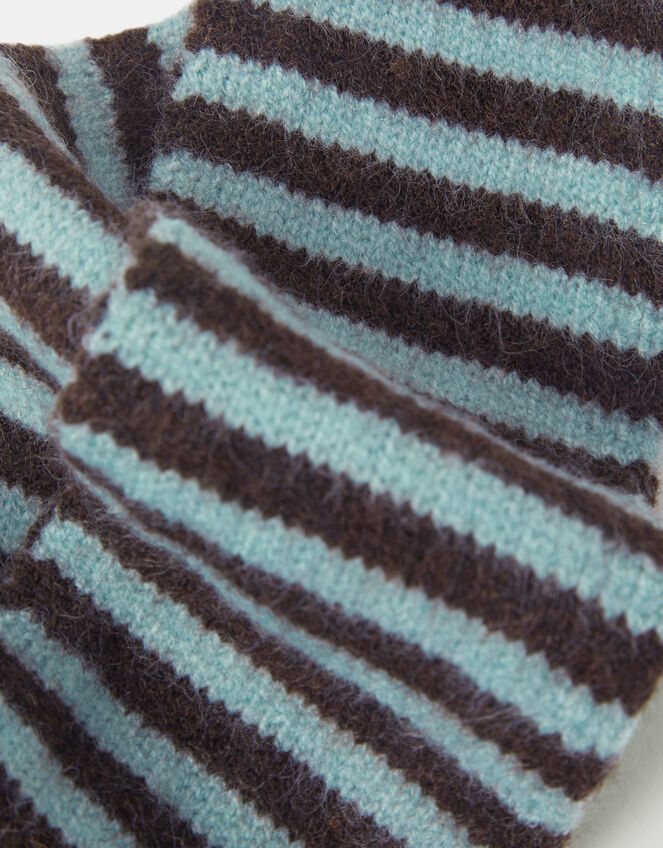 Stripe Knitted Skinny Scarf, , large