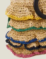Ruffle Straw HandHeld Bag, , large