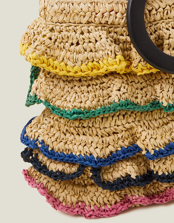 Ruffle Straw HandHeld Bag, , large