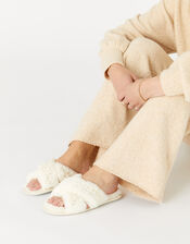 Faux Fur Pearl Sliders, Cream (CREAM), large