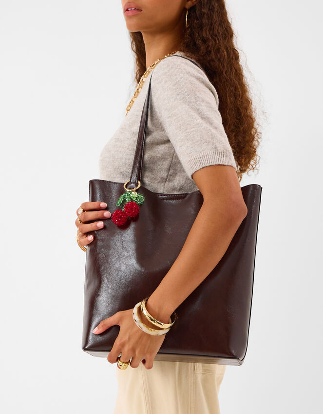 Faux Leather Tote Bag, Brown (CHOCOLATE), large