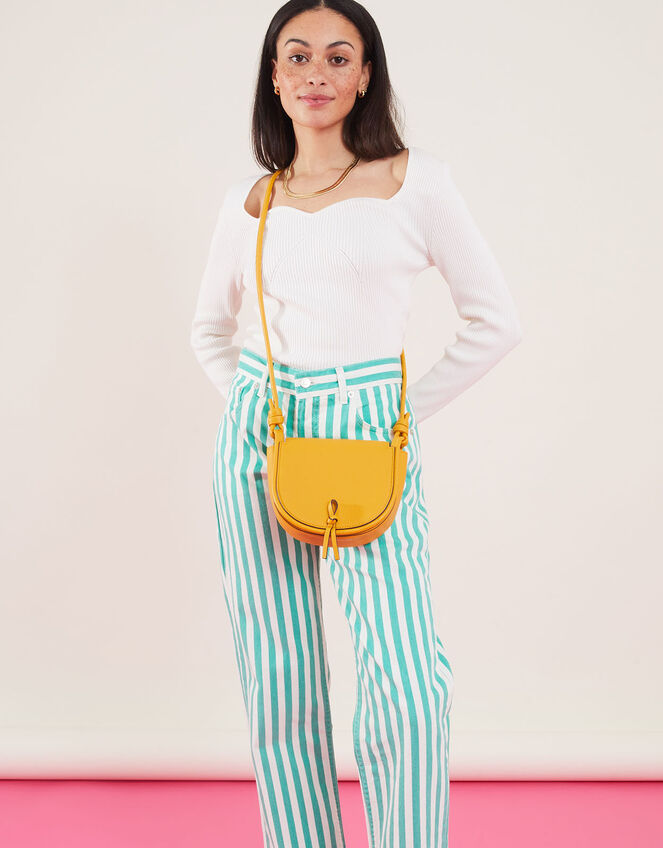 Knot Detail Saddle Cross-Body, Yellow (OCHRE), large
