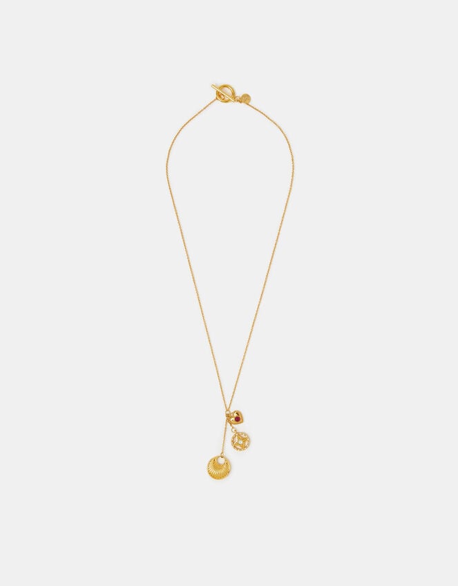 14ct Gold-Plated Lariat Charm Necklace, , large