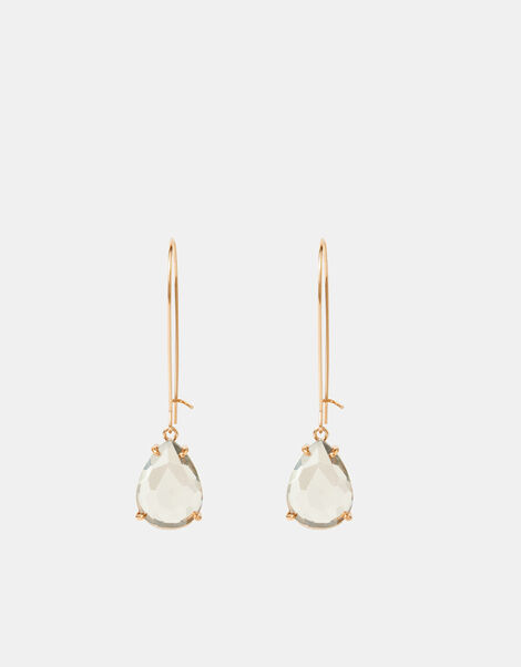 Teardrop Crystal Wire Drop Earrings, , large
