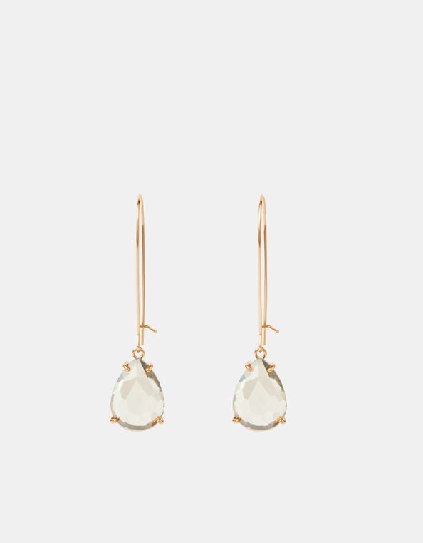 Teardrop Crystal Wire Drop Earrings, , large
