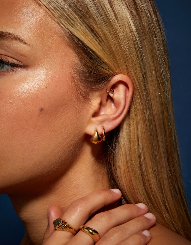 2-Pack 14ct Gold-Plated Twisted Hoop Earrings, , large