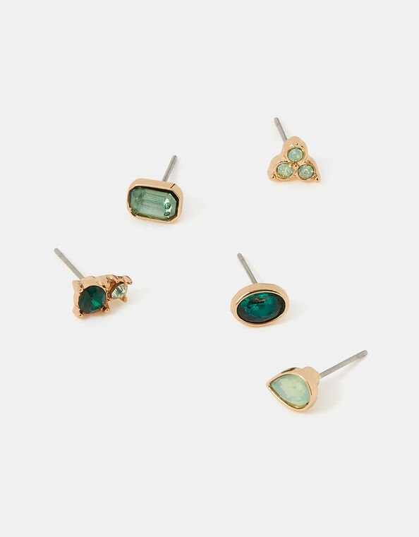 5-Pack Gemstone Stud Earrings, , large