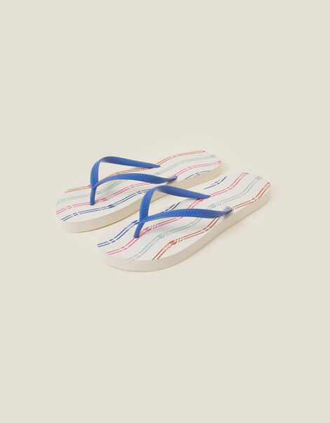 Ikat Print Flip Flops, White (WHITE), large