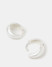 Sterling Silver Chunky Hoop Earrings, , large