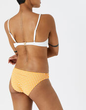 Gingham Ruched Bikini Brief, Orange (ORANGE), large