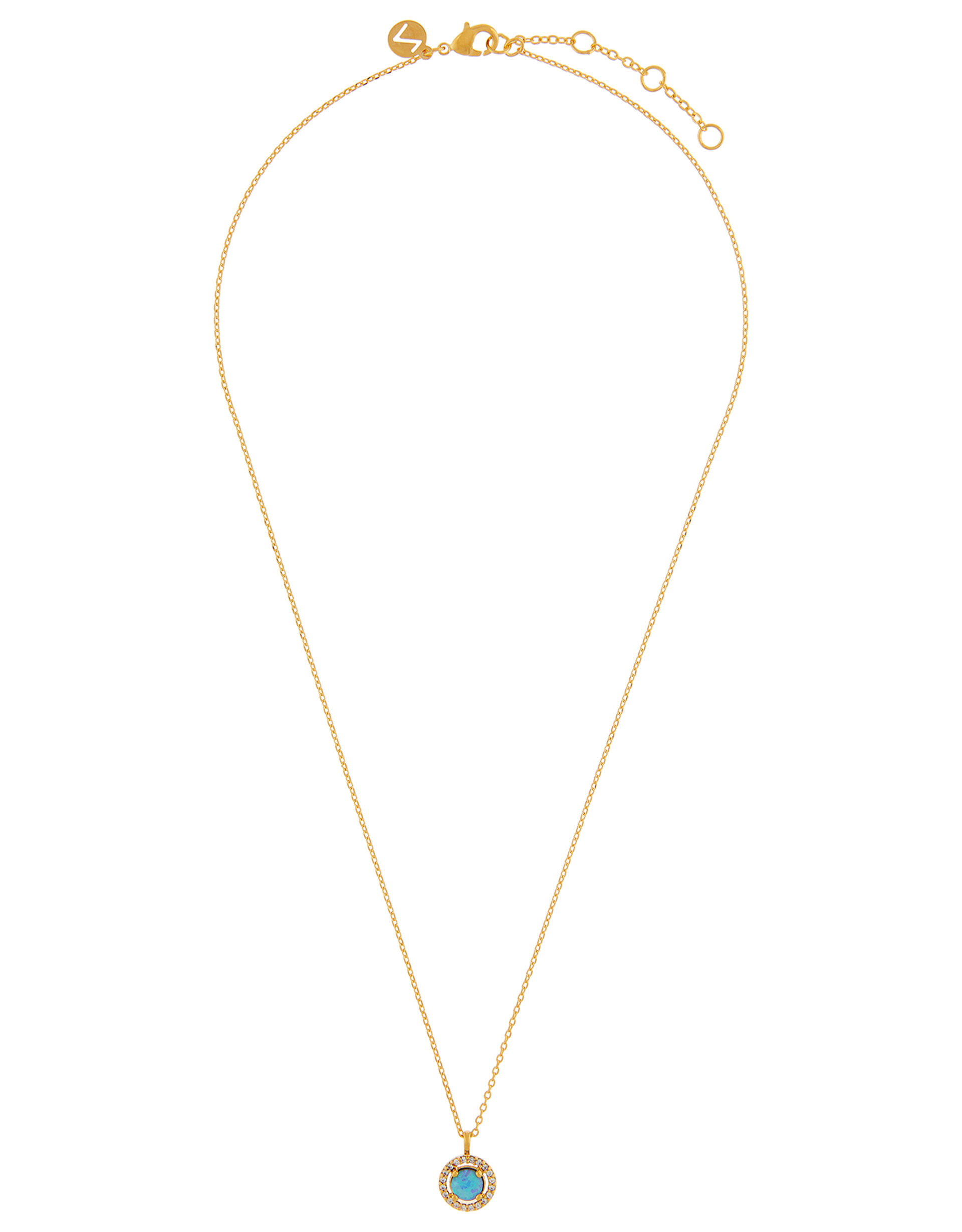 Gold-Plated Stone Pendant Necklace, , large