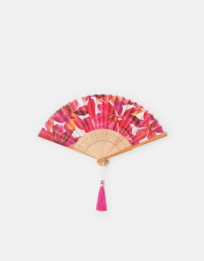 Vibrant Floral Print Foldable Fan, , large