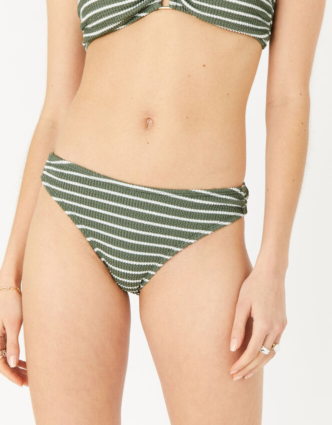 Stripe Bikini Briefs, Green (KHAKI), large