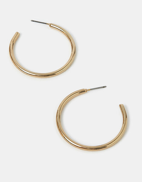 Medium Tube Hoop Earrings, Gold (GOLD), large