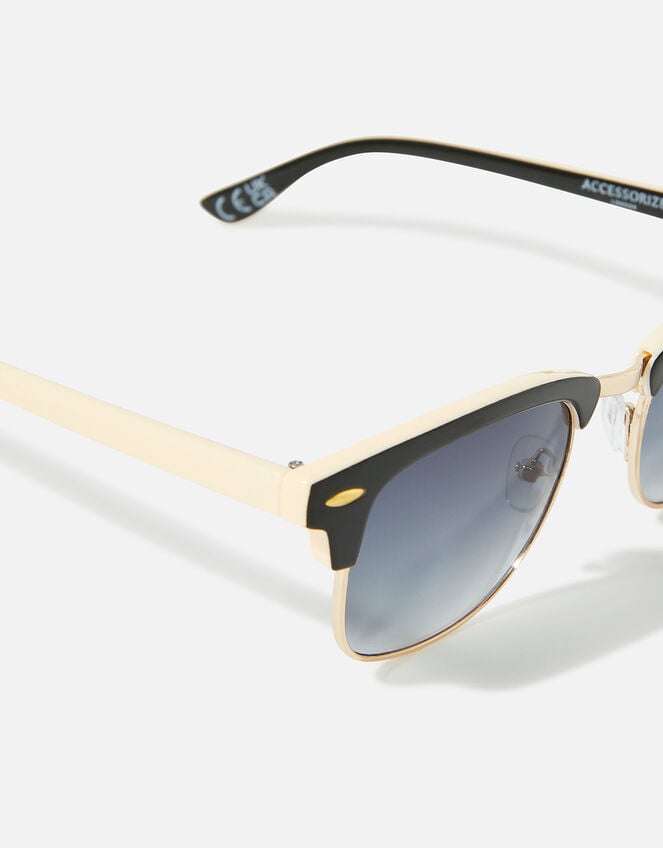 Classic Round Sunglasses, Black (BLACK), large