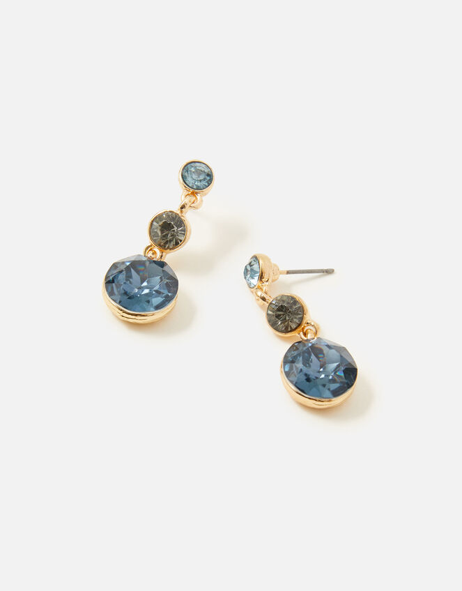Blue Harvest Triple Gem Drop Earrings, Blue (BLUE), large