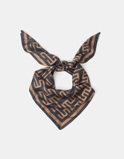Geometric Print Square Satin Scarf, , large