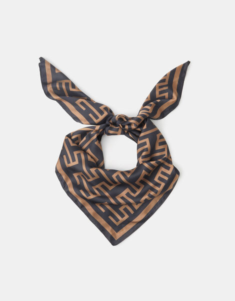 Geometric Print Square Satin Scarf, , large