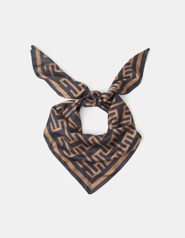 Geometric Print Square Satin Scarf, , large