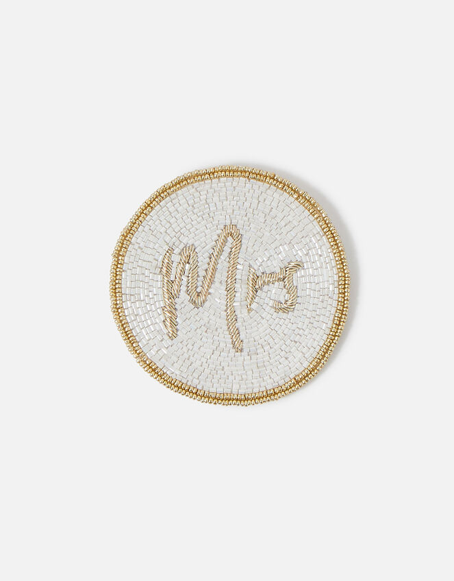 Mrs Hand Beaded Coaster, , large
