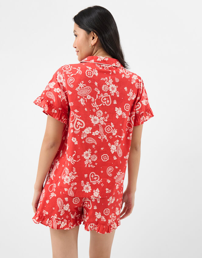 Paisley Print Short Pyjamas Set, Red (RED), large
