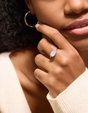 Sterling Silver-Plated Blue Chalcedony Ring, Silver (ST SILVER), large