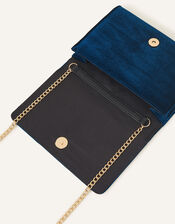 Velvet Cross Body Bag, Teal (TEAL), large