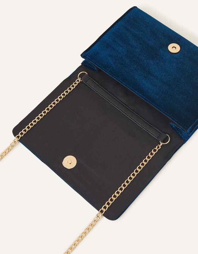 Velvet Cross Body Bag, Teal (TEAL), large