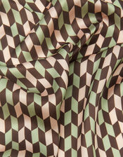Geometric Print Square Satin Scarf, , large