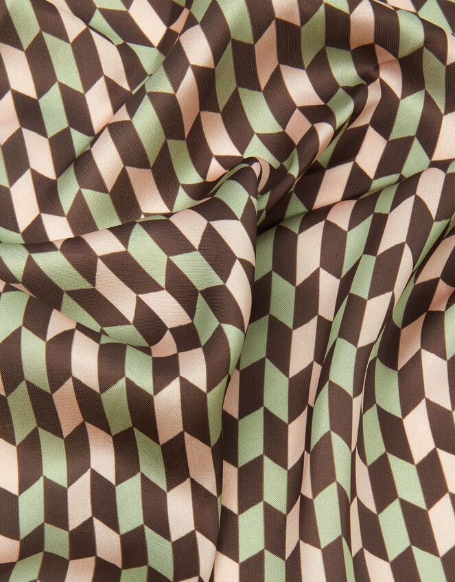 Geometric Print Square Satin Scarf, , large