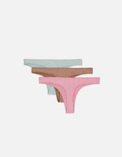 Natural Bamboo Fibre Thongs Set of Three, Multi (PASTEL-MULTI), large