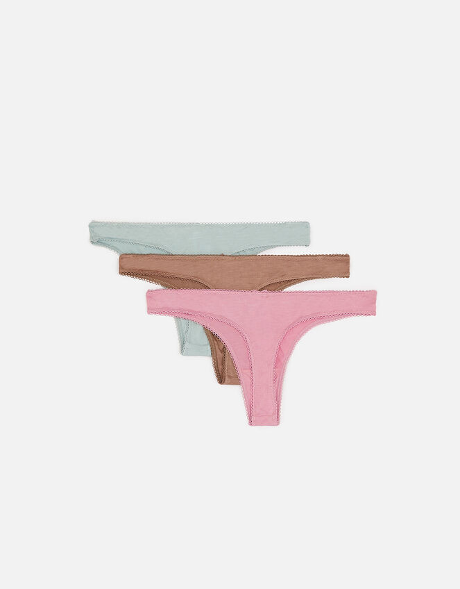 Natural Bamboo Fibre Thongs Set of Three, Multi (PASTEL-MULTI), large
