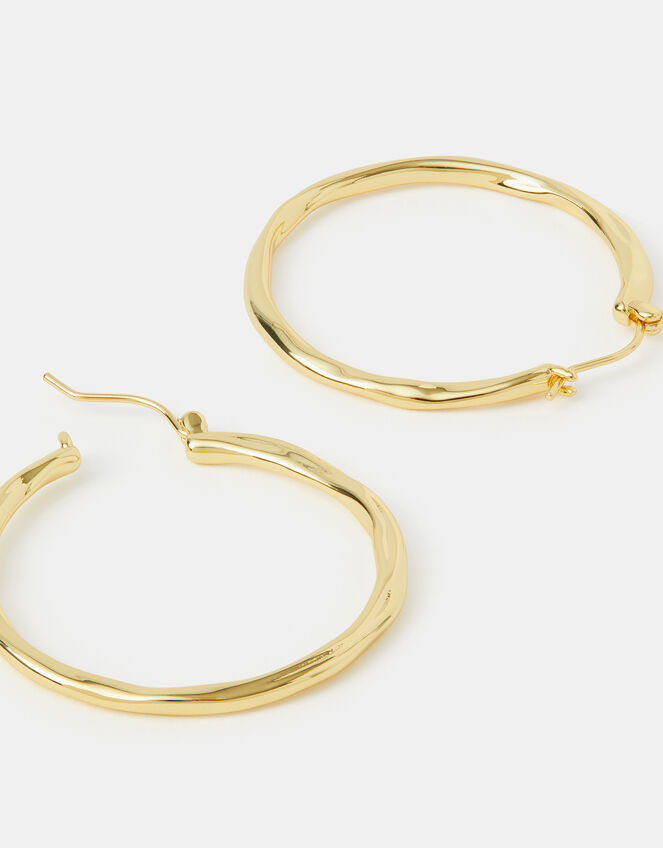 14ct Gold-Plated Molten Hoop Earrings, , large