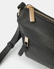 Zip Front Crossbody Bag, Black (BLACK), large