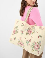 Embroidered Quilted Shopper Bag, , large