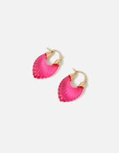 Willow Chunky Resin Oval Hoop Earrings, Pink (FUCHSIA), large