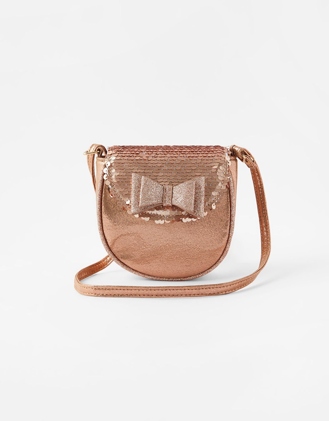 Rose Gold Sequin Saddle Cross Body Bag