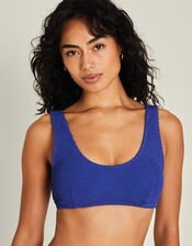 Crinkle Bralette Bikini Top, Blue (BLUE), large