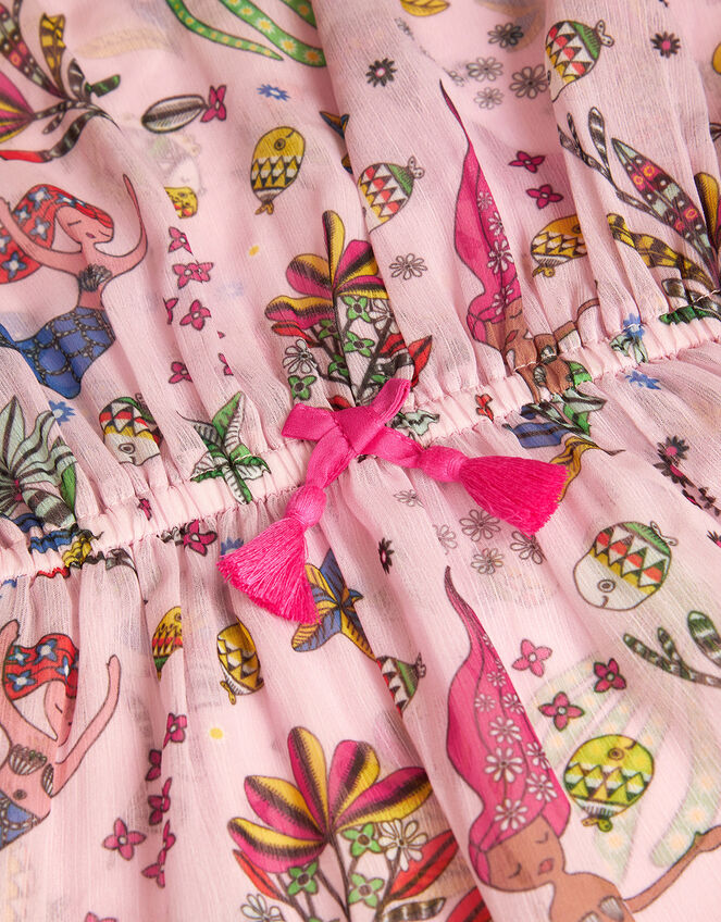 Girls Mermaid Print Kaftan, Pink (PINK), large