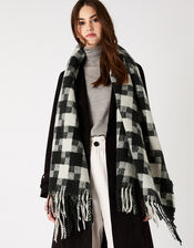 Luna Monochrome Check Blanket Scarf, , large