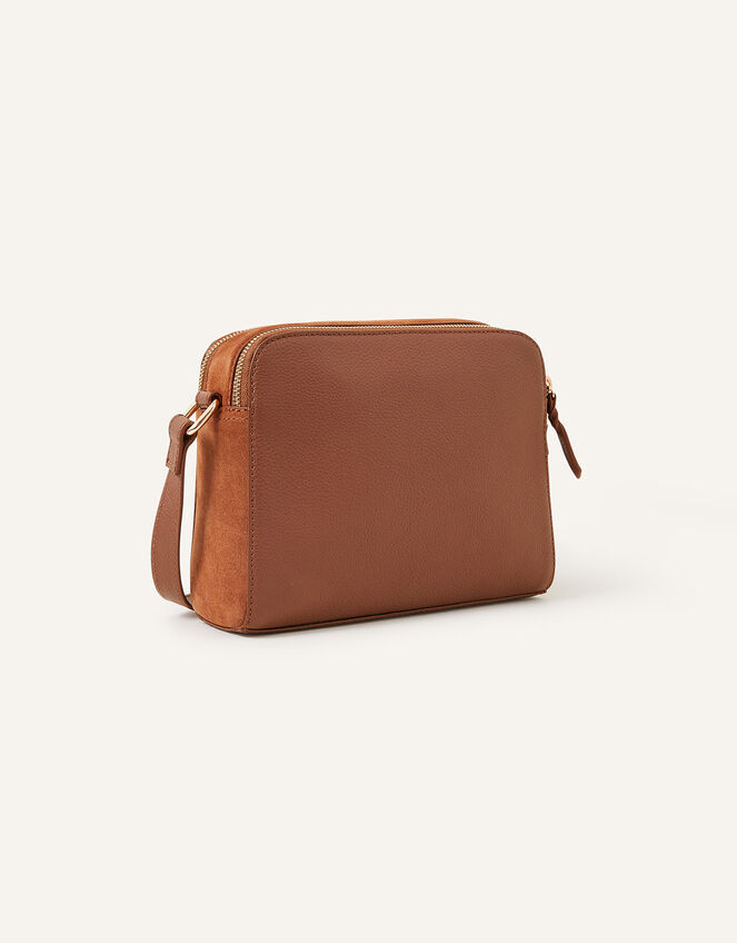 Leather Double Zip CrossBody Bag Leather bags Accessorize UK