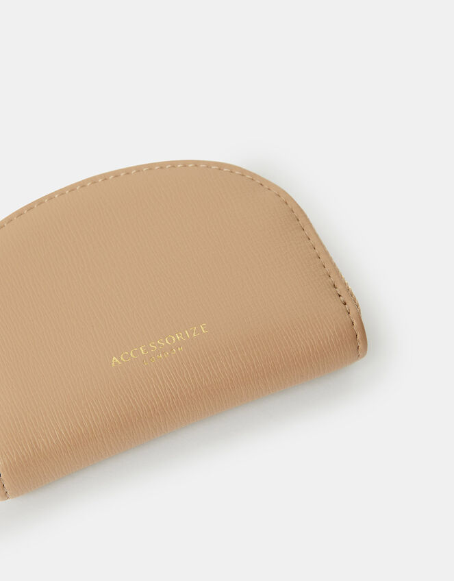 Crescent Zip Coin Purse, Cream (TAUPE), large