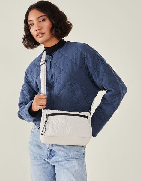 Floral Quilted Camera Bag, Cream (CREAM), large